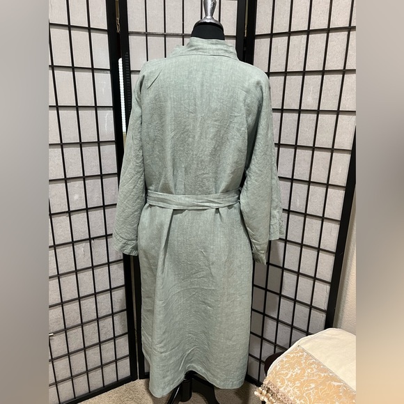 Busatti SAGE GREEN Linen KIMONO BATH ROBE MADE IN ITALY, SIZE S - Picture 5 of 9